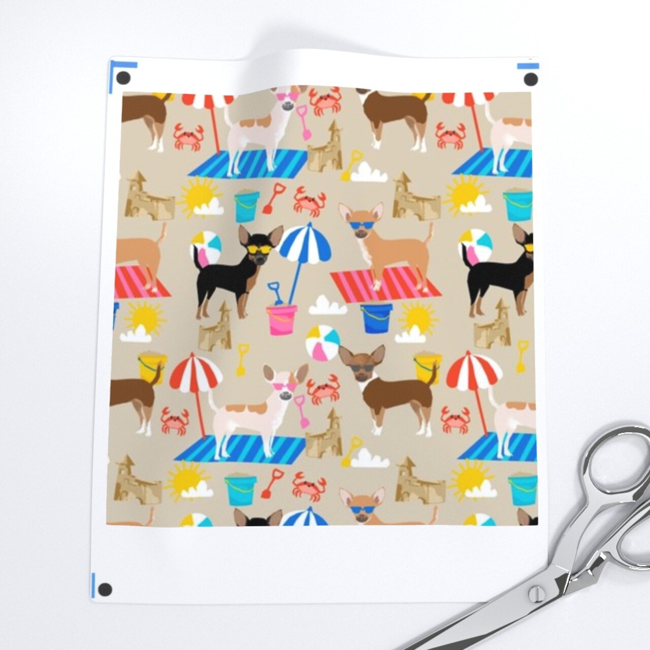 Chihuahua Beach Dog Breed Pattern Tan Chihuahuas Dogs Pet Pets Custom Printed Fabric by Spoonflower Various Fabrics by the Yard or Fat Quarter